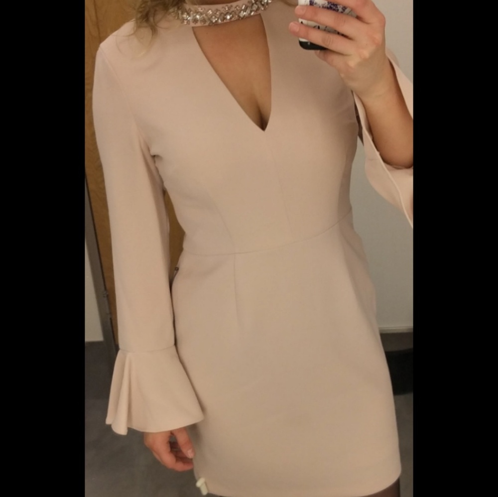 Vince Camuto Party Pink Dress Size 12 long sleeves